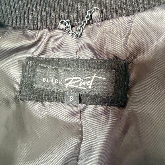 Black Rivet Pea Coat Mens Wool Blend Button Front Layered Warm Lined Size Small - Picture 6 of 13